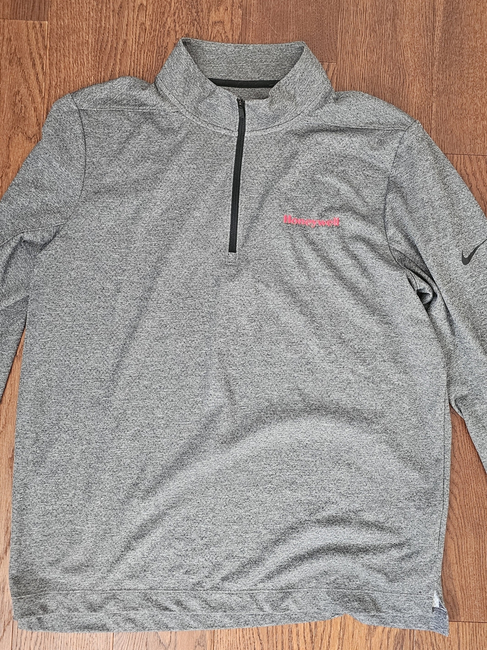 Gray Nike Quarter-Zip Pullover with Pink Logo